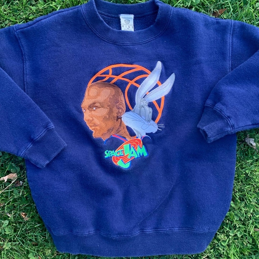 Vintage embroidered kids Space Jam crewneck